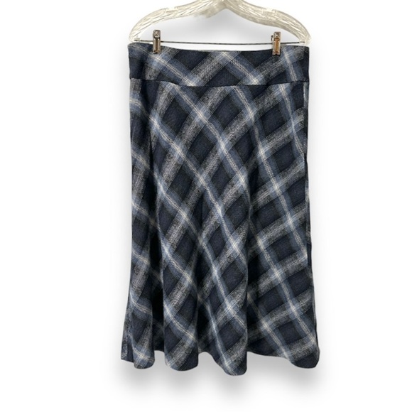 Pendleton Blue Gray Plaid Wool Blend Midi Skirt Size 8 Cabincore Academia EUC - Picture 2 of 11